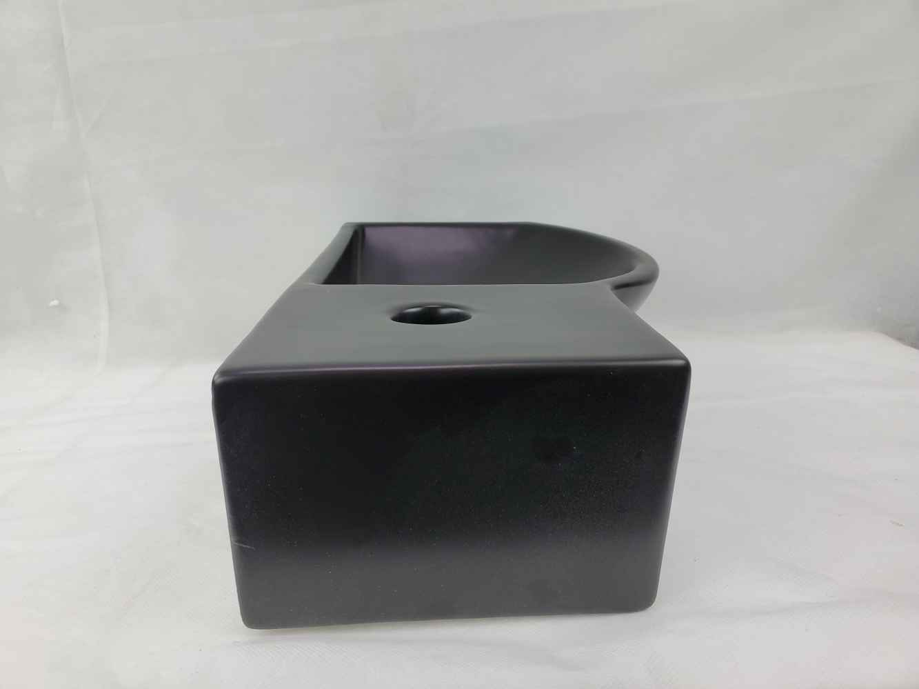 14.7-in. x 8.7-in. Rectangle Bathroom Vessel Sink Black Enamel Glaze
