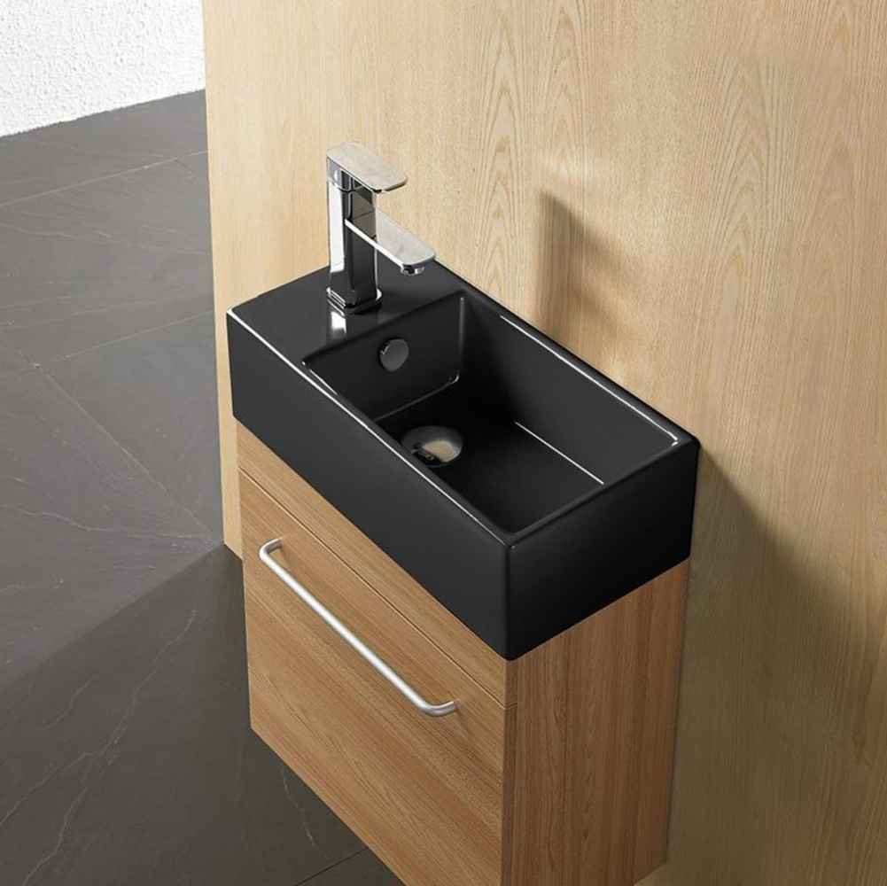 19-in. x 9.5-in. Rectangle Bathroom Vessel Sink Black Enamel Glaze
