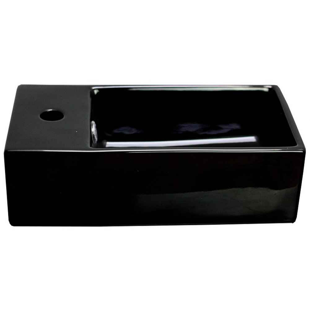 19-in. x 9.5-in. Rectangle Bathroom Vessel Sink Black Enamel Glaze