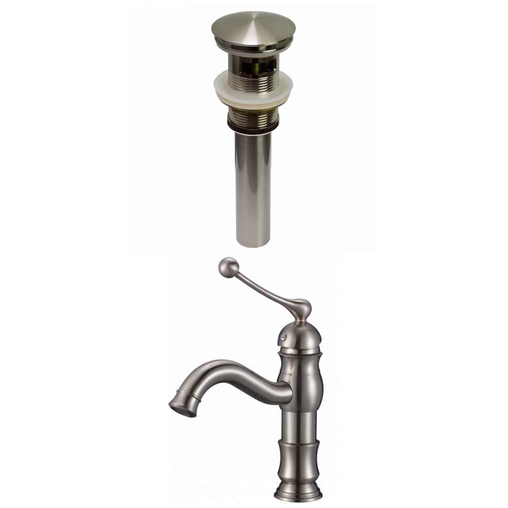 1 Hole CUPC Approved Lead Free Brass Faucet Set In Brushed Nickel Color - Overflow Drain Incl.