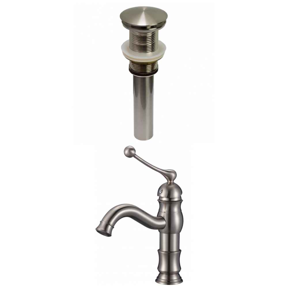 1 Hole CUPC Approved Lead Free Brass Faucet Set In Brushed Nickel Color - Drain Incl.