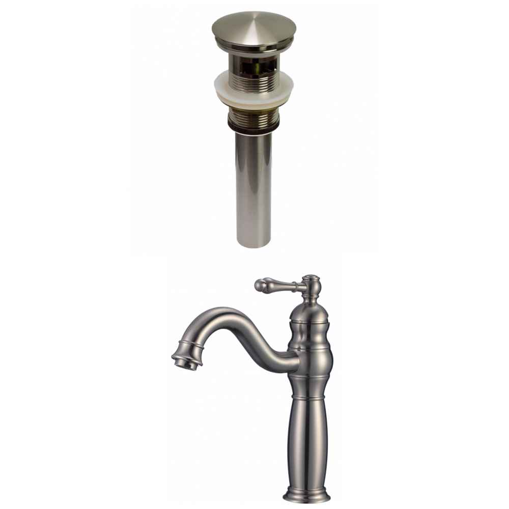 1 Hole CUPC Approved Lead Free Brass Faucet Set In Brushed Nickel Color - Overflow Drain Incl.