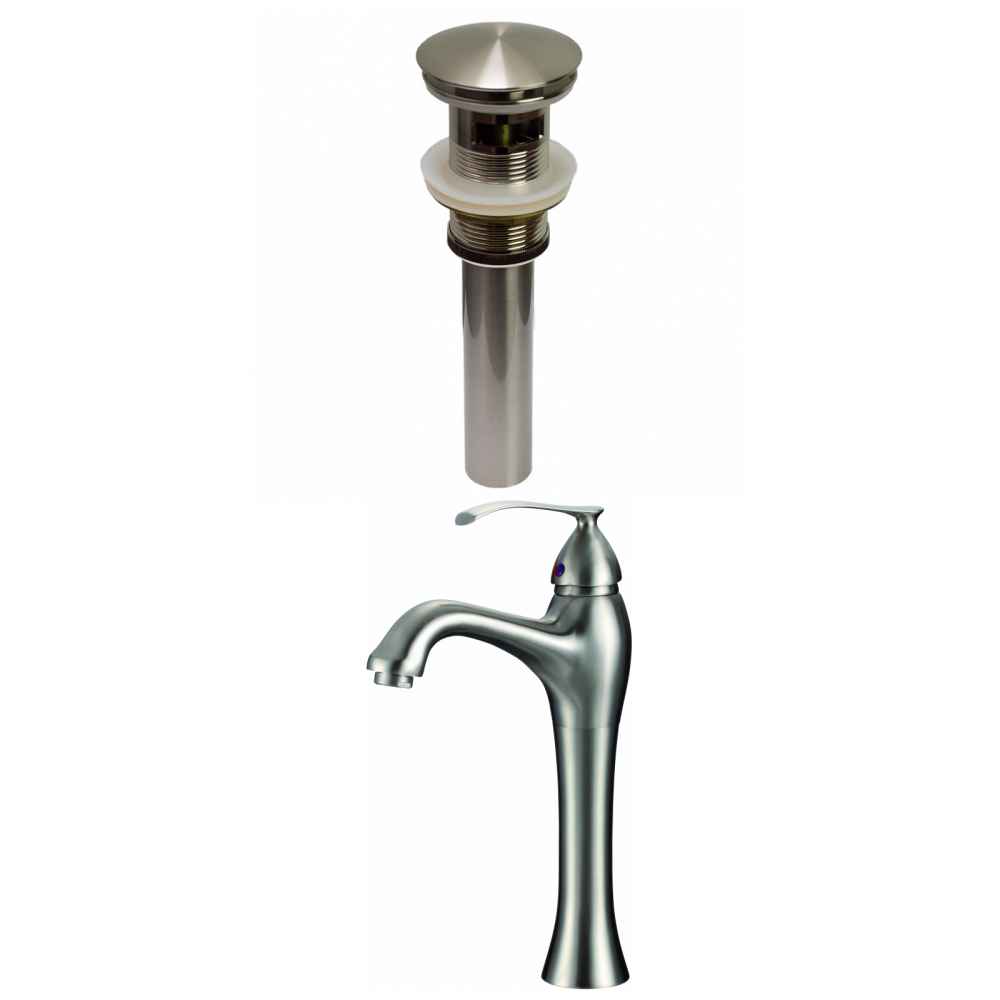 Deck Mount CUPC Approved Lead Free Brass Faucet Set In Brushed Nickel Color - Overflow Drain Incl.