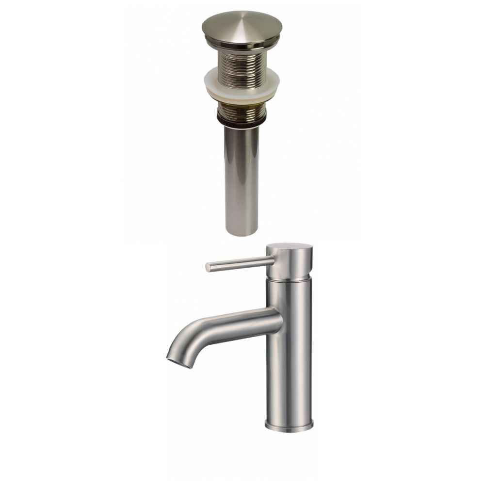 1 Hole CUPC Approved Lead Free Brass Faucet Set In Brushed Nickel Color - Drain Incl.