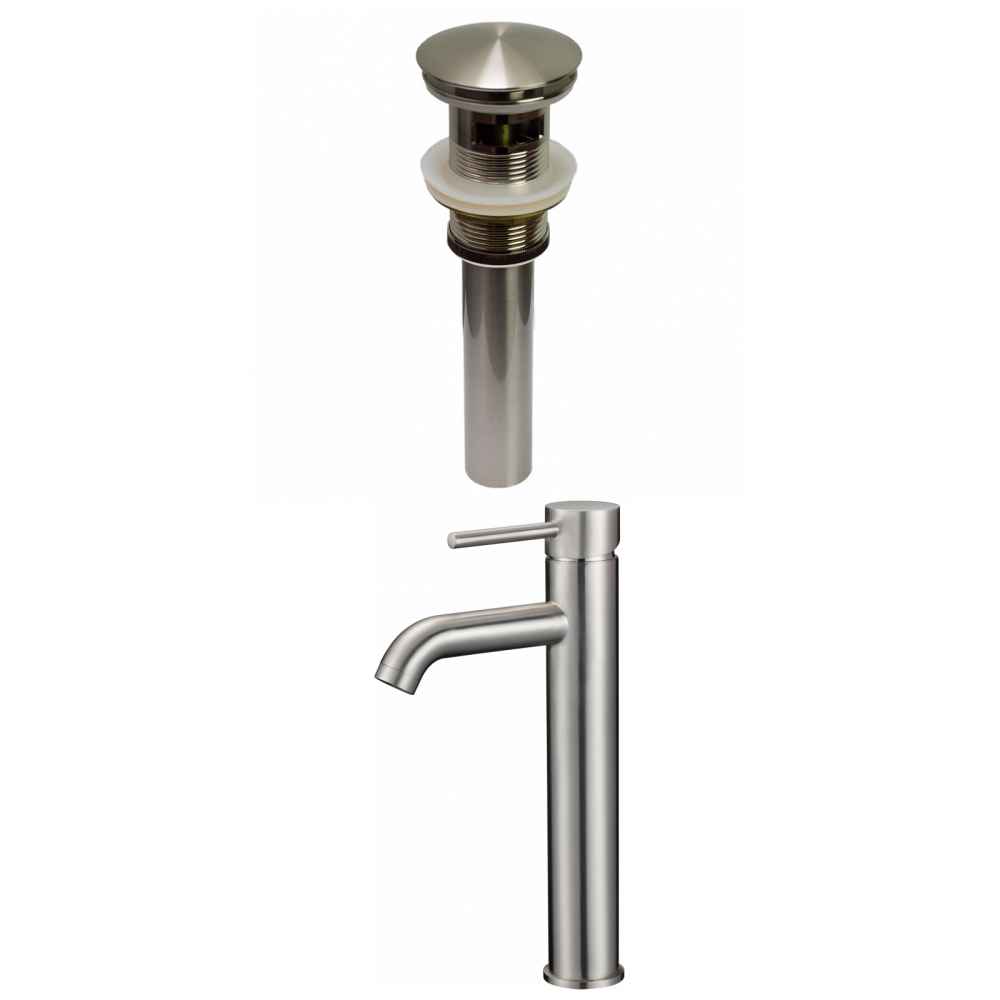 Deck Mount CUPC Approved Lead Free Brass Faucet Set In Brushed Nickel Color - Overflow Drain Incl.