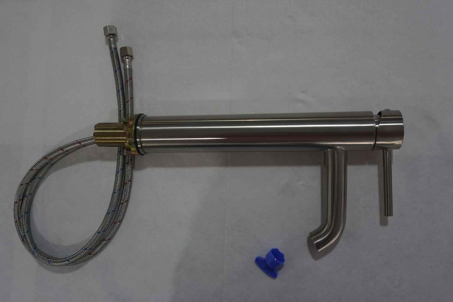 Deck Mount CUPC Approved Lead Free Brass Faucet Set In Brushed Nickel Color - Drain Incl.