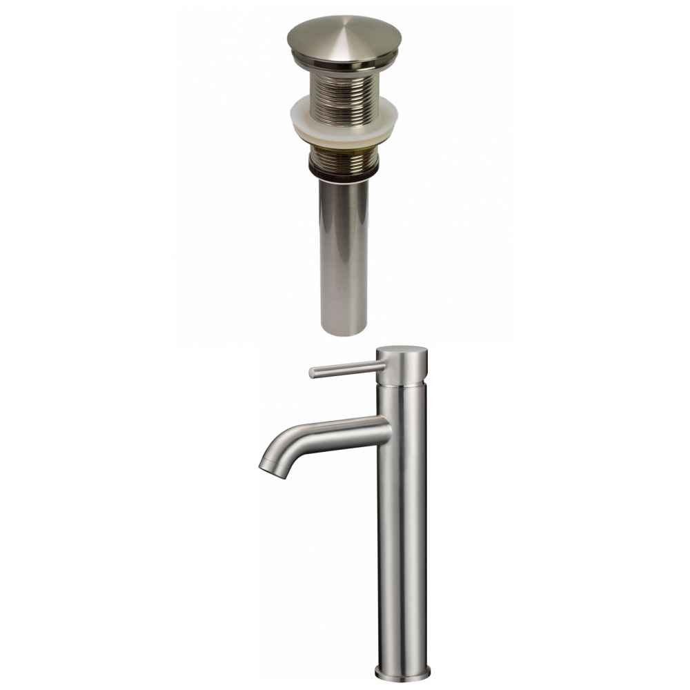Deck Mount CUPC Approved Lead Free Brass Faucet Set In Brushed Nickel Color - Drain Incl.
