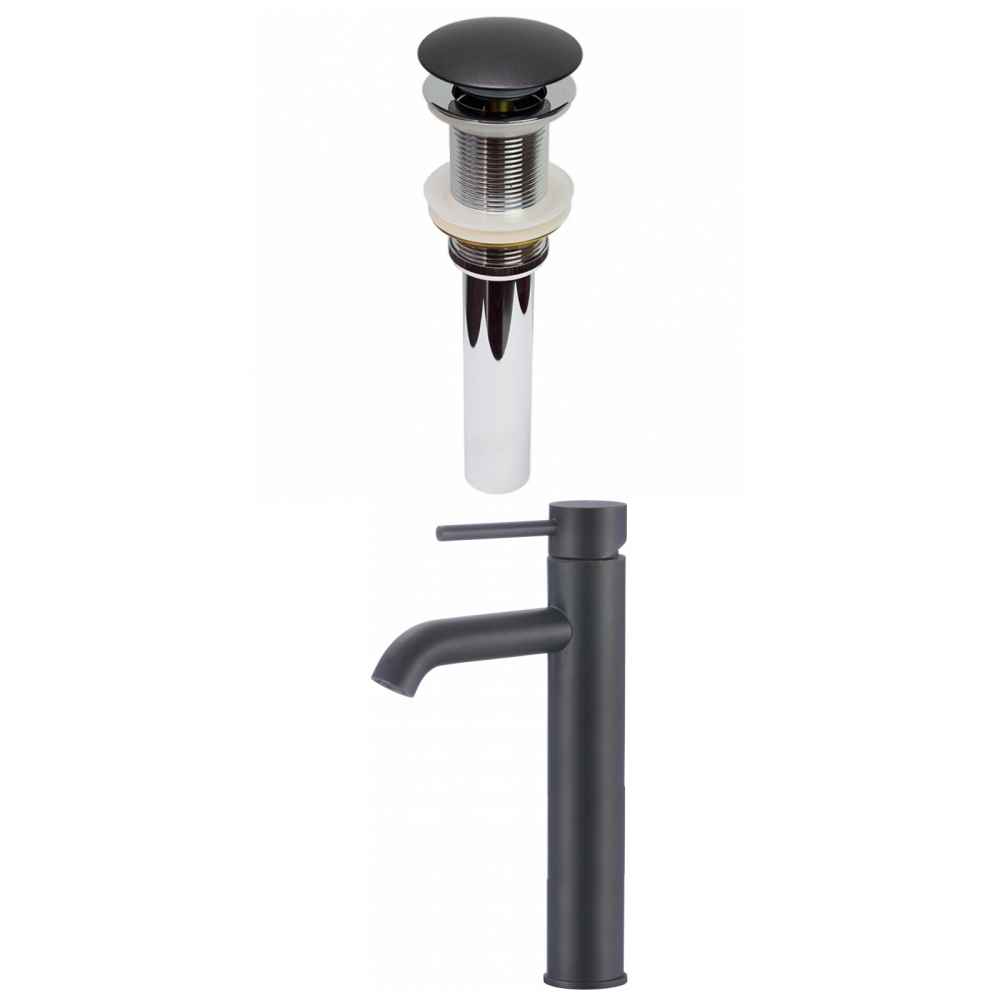 Deck Mount CUPC Approved Lead Free Brass Faucet Set In Black Color - Drain Incl.