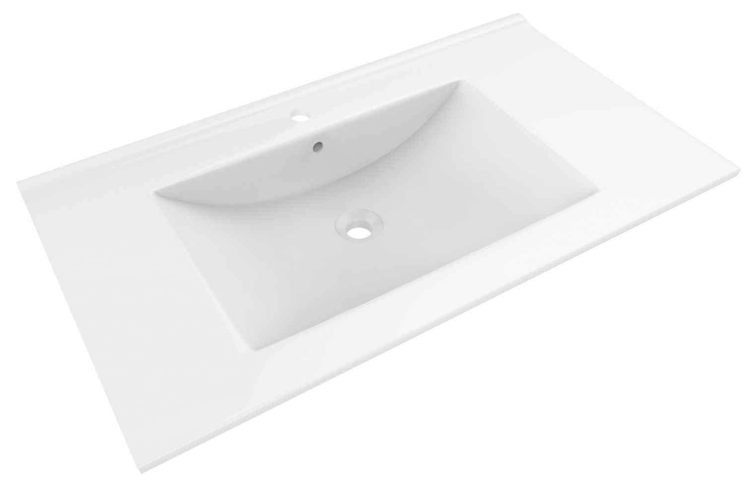 35.5-in. W 1 Hole Ceramic Top Set In White Color - Overflow Drain Incl.