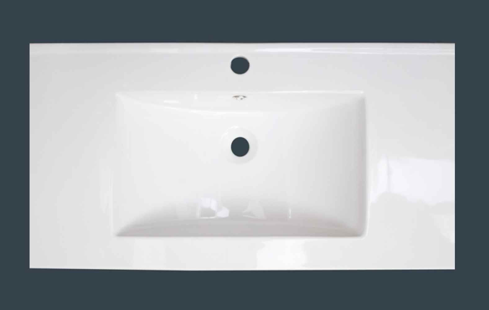 35.5-in. W 1 Hole Ceramic Top Set In White Color - Overflow Drain Incl.