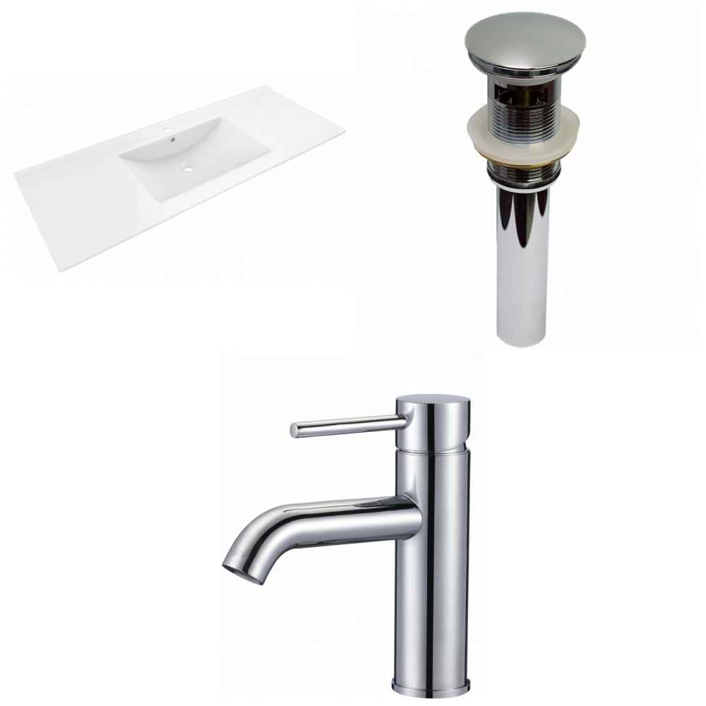 48-in. W 1 Hole Ceramic Top Set In White Color - Overflow Drain Incl.