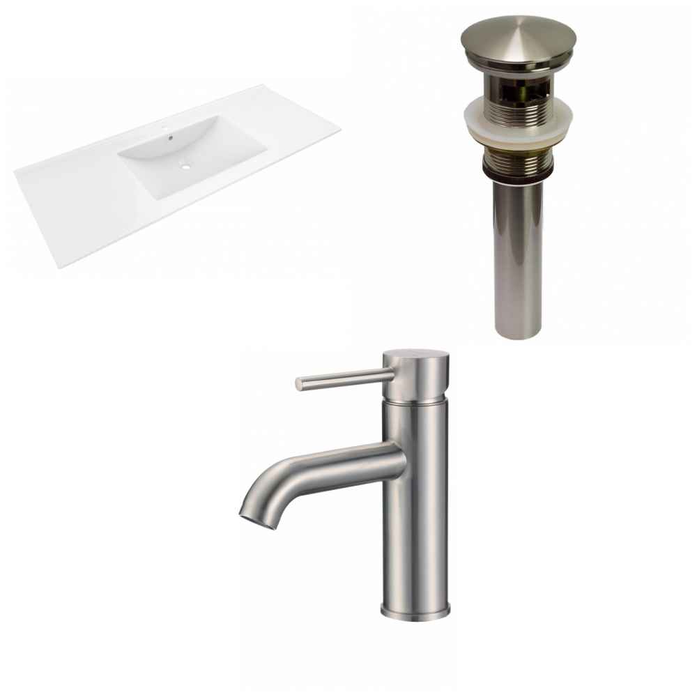 48-in. W 1 Hole Ceramic Top Set In White Color - Overflow Drain Incl.