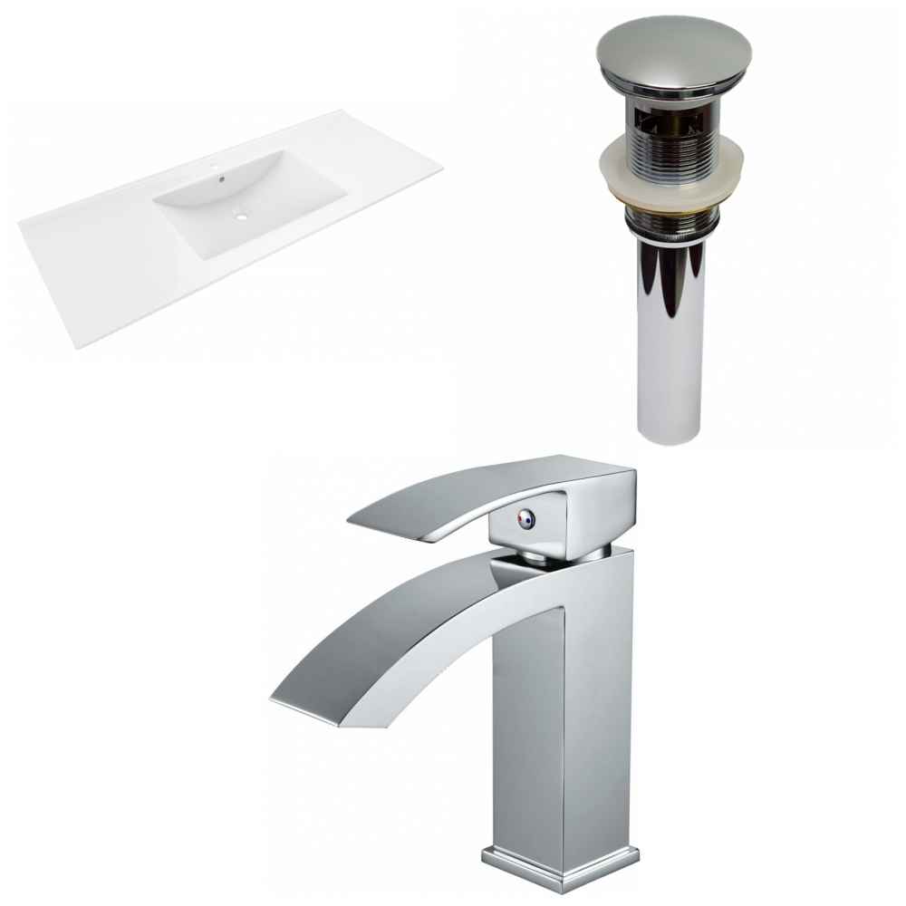 48-in. W 1 Hole Ceramic Top Set In White Color - Overflow Drain Incl.