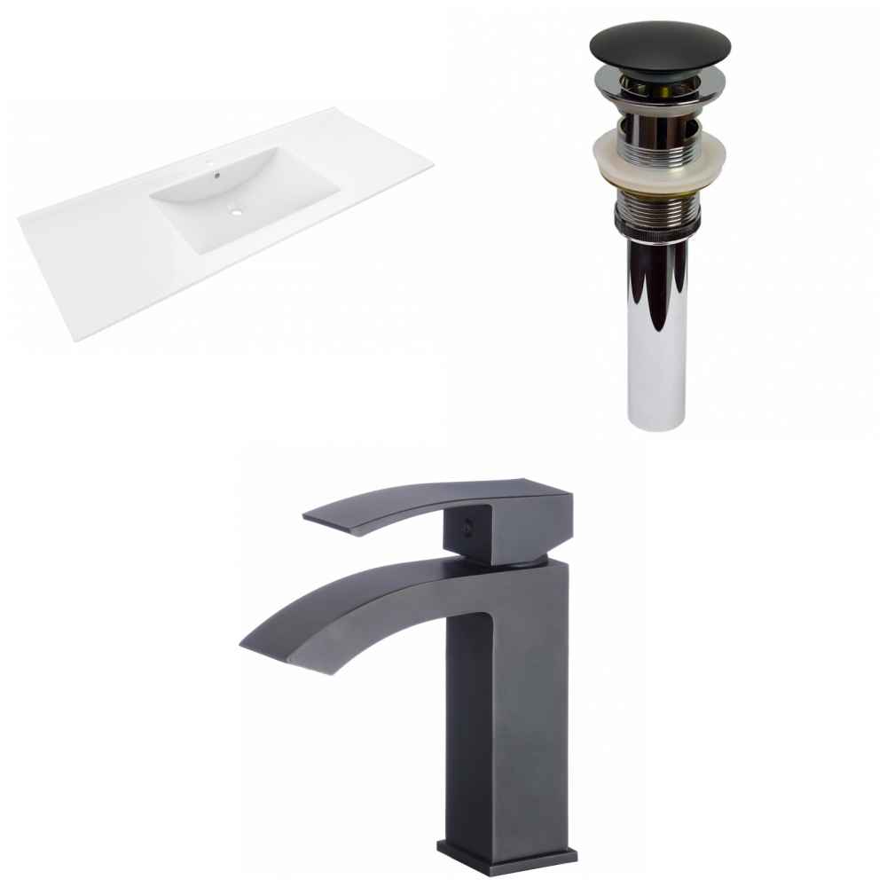 48-in. W 1 Hole Ceramic Top Set In White Color - Overflow Drain Incl.