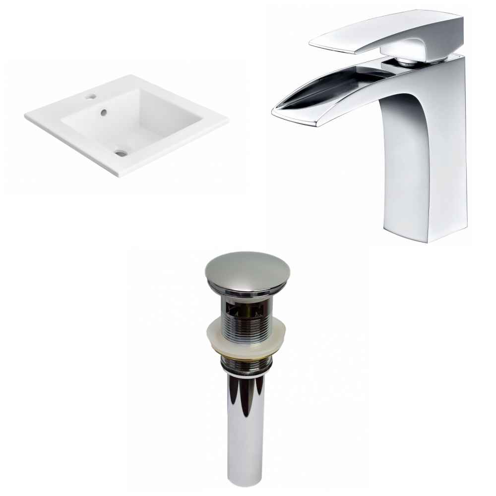 21-in. W 1 Hole Ceramic Top Set In White Color - Overflow Drain Incl.