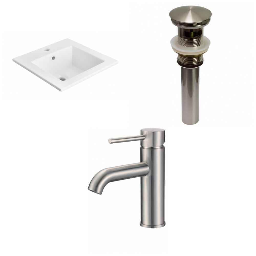 21-in. W 1 Hole Ceramic Top Set In White Color - Overflow Drain Incl.