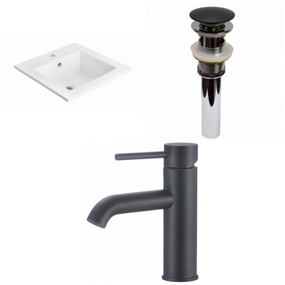 21-in. W 1 Hole Ceramic Top Set In White Color - Overflow Drain Incl.