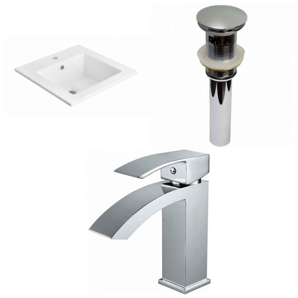 21-in. W 1 Hole Ceramic Top Set In White Color - Overflow Drain Incl.