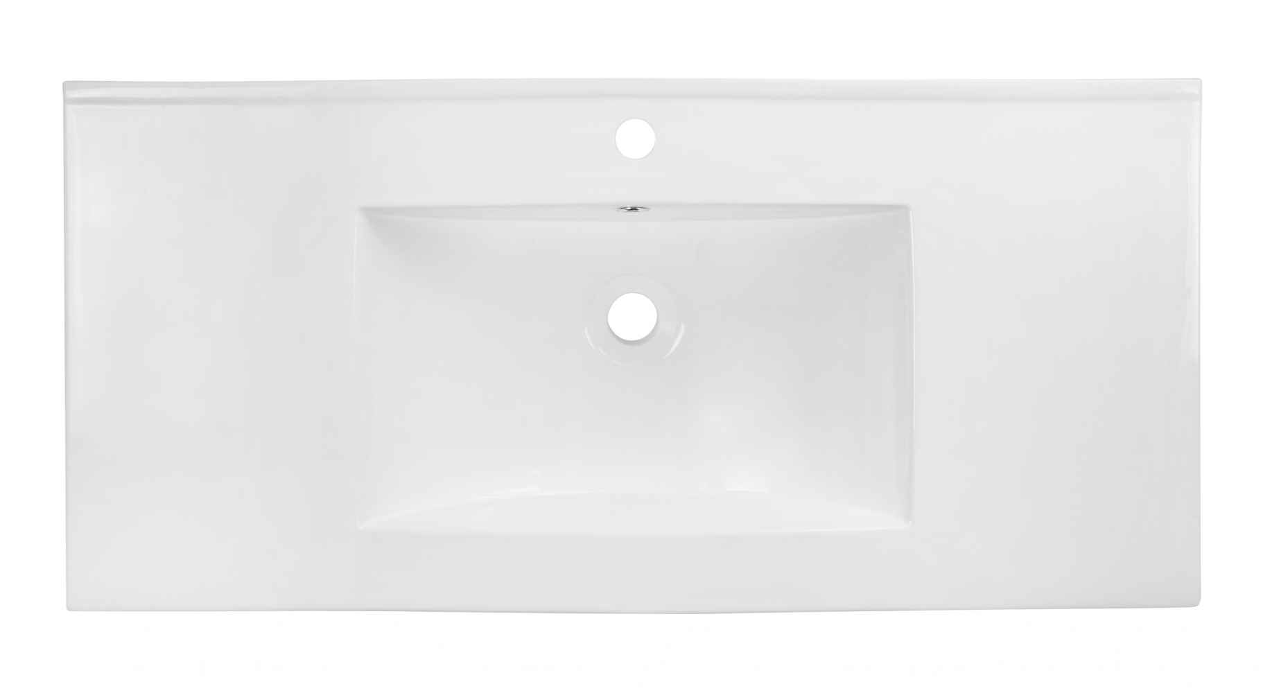 35.5-in. W 1 Hole Ceramic Top Set In White Color - Overflow Drain Incl.