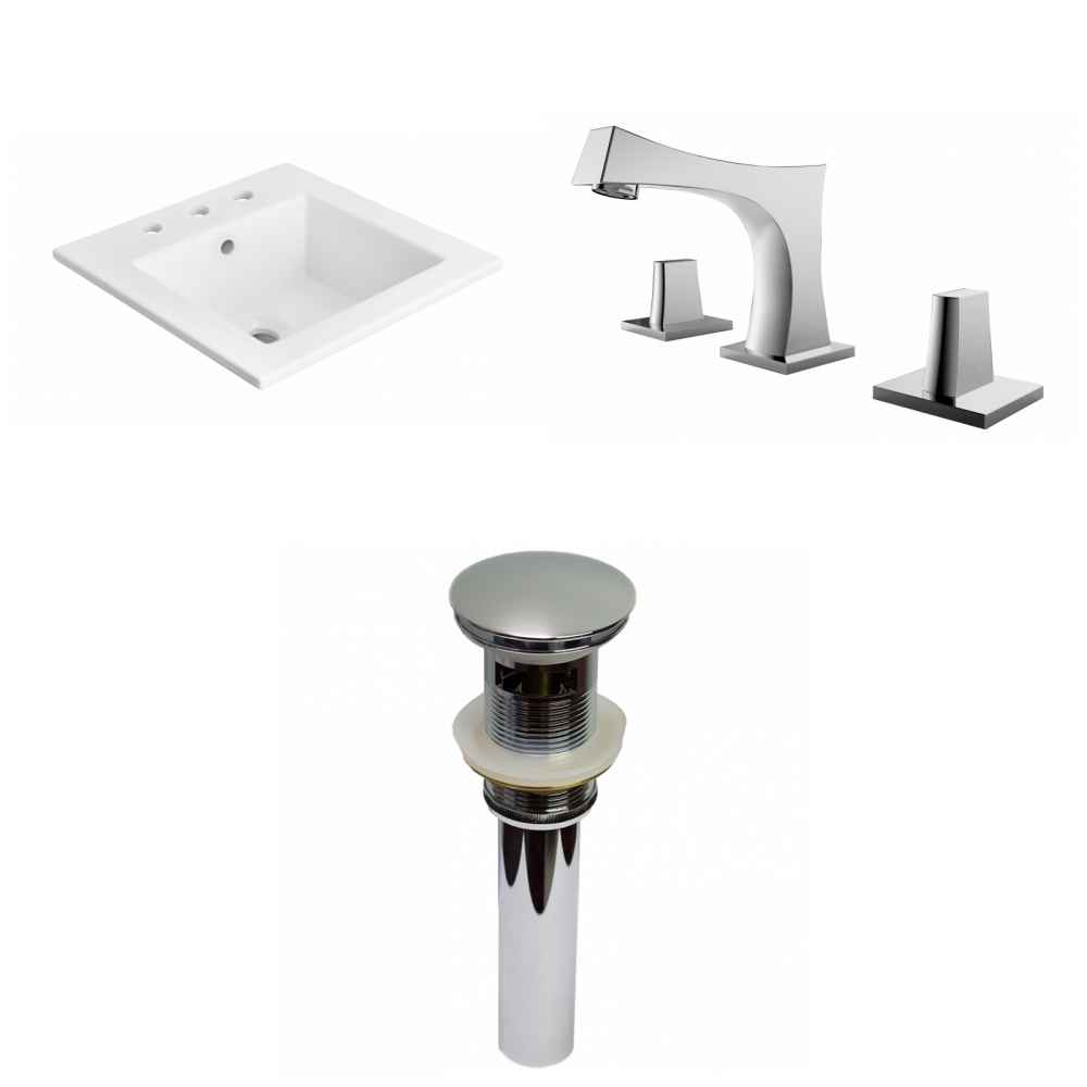 21-in. W 3H8-in. Ceramic Top Set In White Color - Overflow Drain Incl.