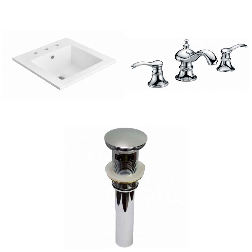 21-in. W 3H8-in. Ceramic Top Set In White Color - Overflow Drain Incl.