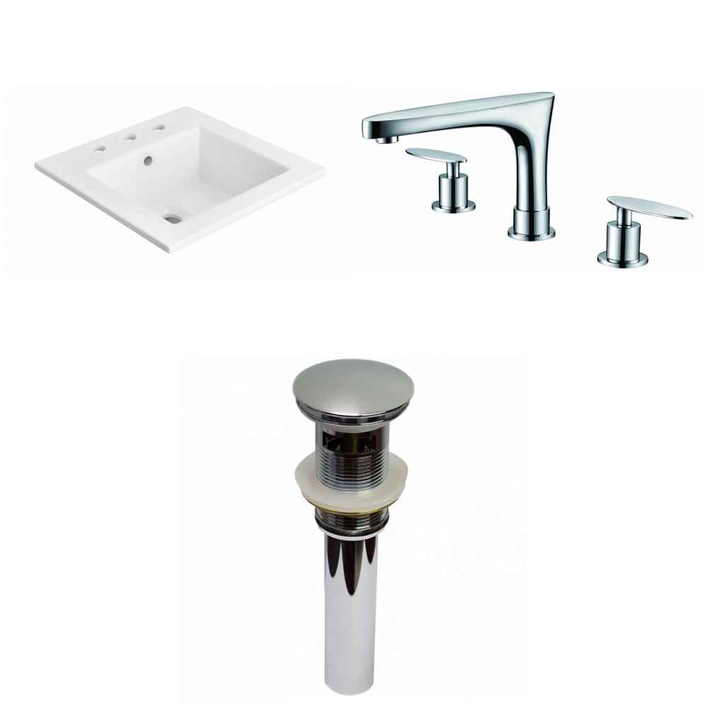 21-in. W 3H8-in. Ceramic Top Set In White Color - Overflow Drain Incl.