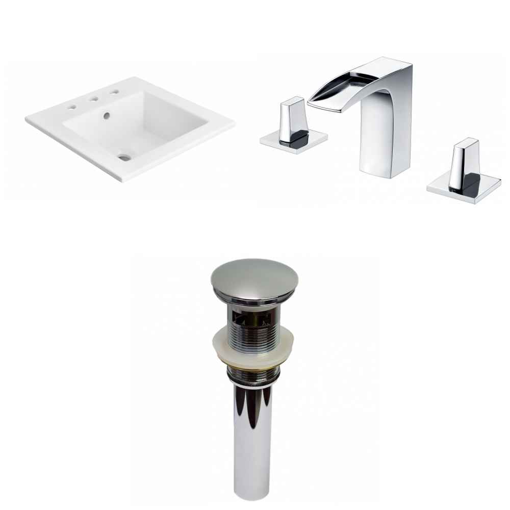 21-in. W 3H8-in. Ceramic Top Set In White Color - Overflow Drain Incl.