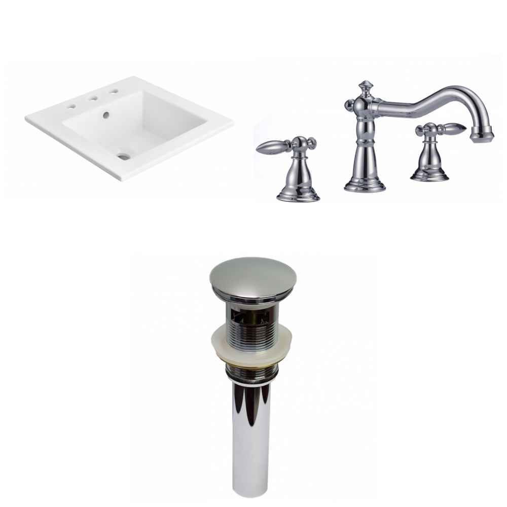 21-in. W 3H8-in. Ceramic Top Set In White Color - Overflow Drain Incl.