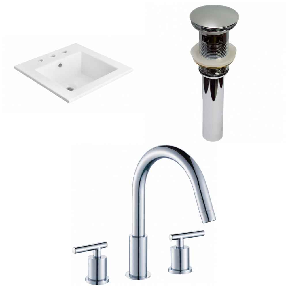 21-in. W 3H8-in. Ceramic Top Set In White Color - Overflow Drain Incl.