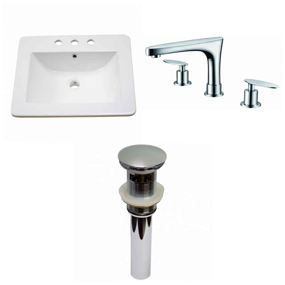 21-in. W 3H8-in. Ceramic Top Set In White Color - Overflow Drain Incl.