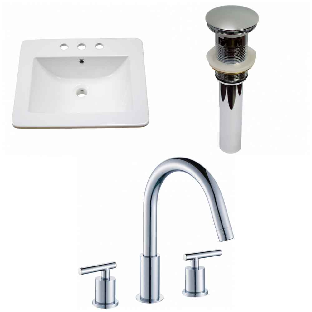 21-in. W 3H8-in. Ceramic Top Set In White Color - Overflow Drain Incl.