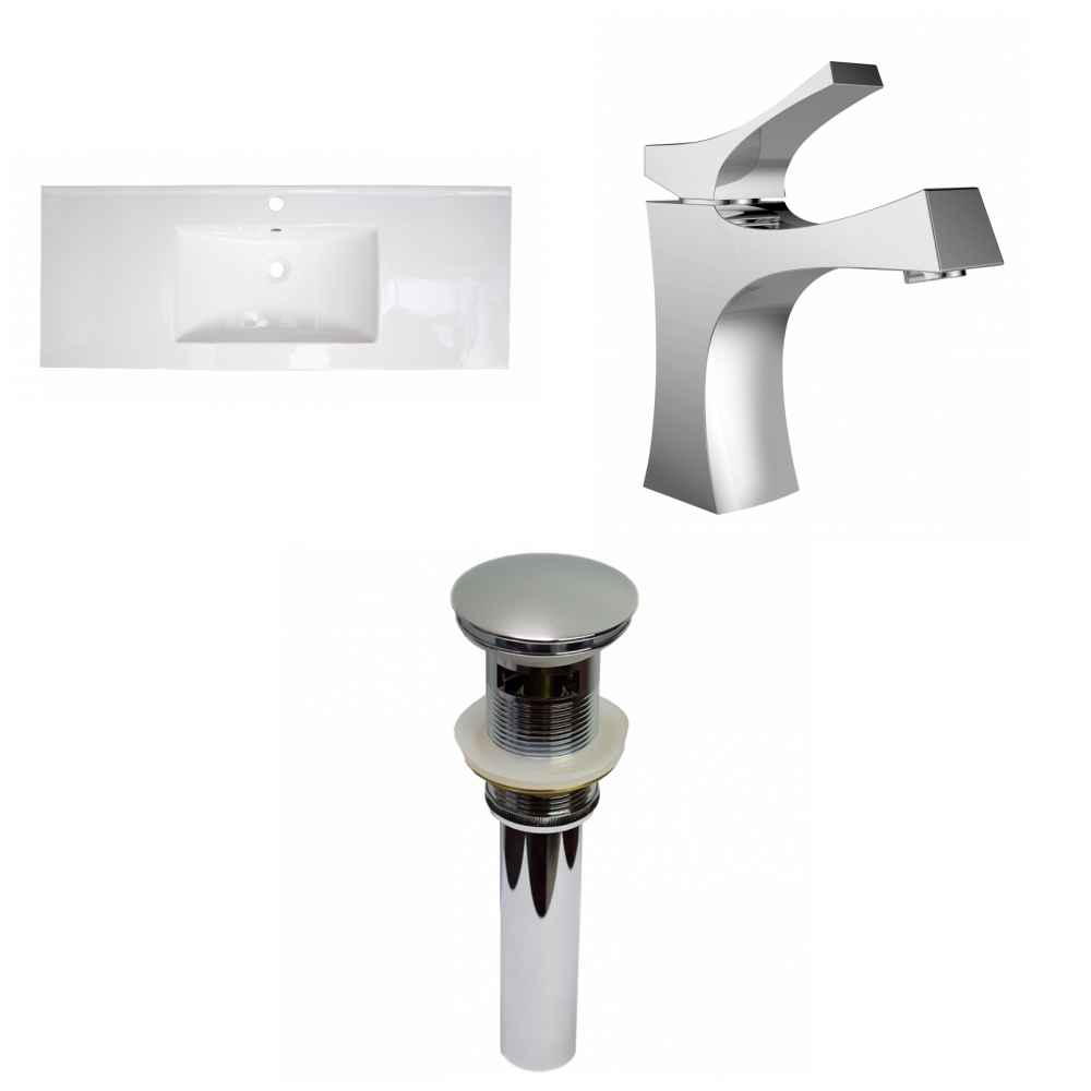 39.75-in. W 1 Hole Ceramic Top Set In White Color - Overflow Drain Incl.