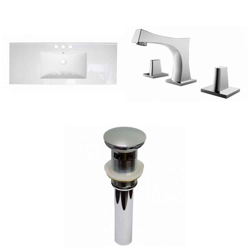 39.75-in. W 3H8-in. Ceramic Top Set In White Color - Overflow Drain Incl.