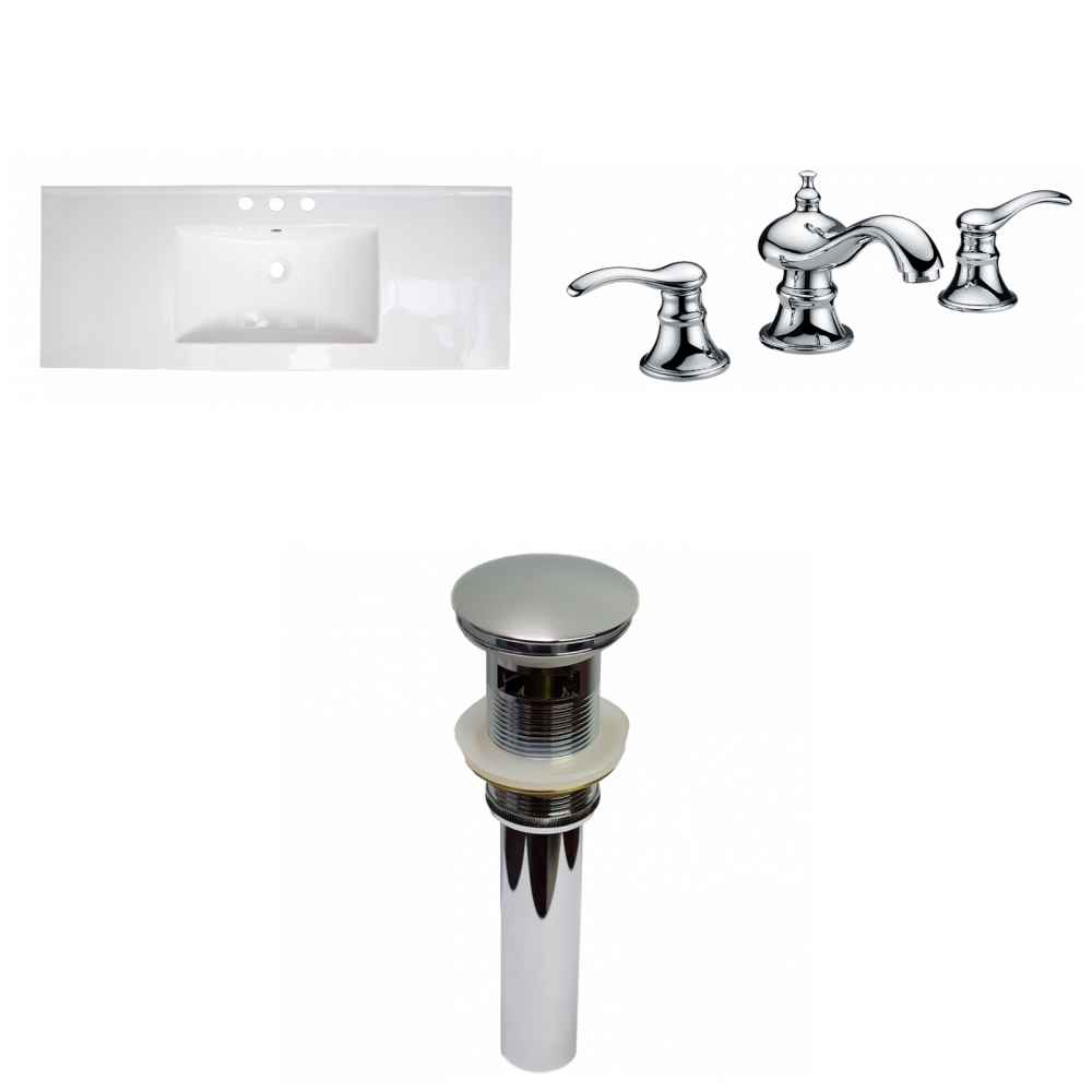 39.75-in. W 3H8-in. Ceramic Top Set In White Color - Overflow Drain Incl.
