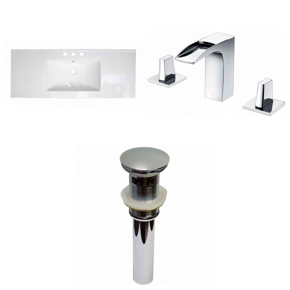 39.75-in. W 3H8-in. Ceramic Top Set In White Color - Overflow Drain Incl.