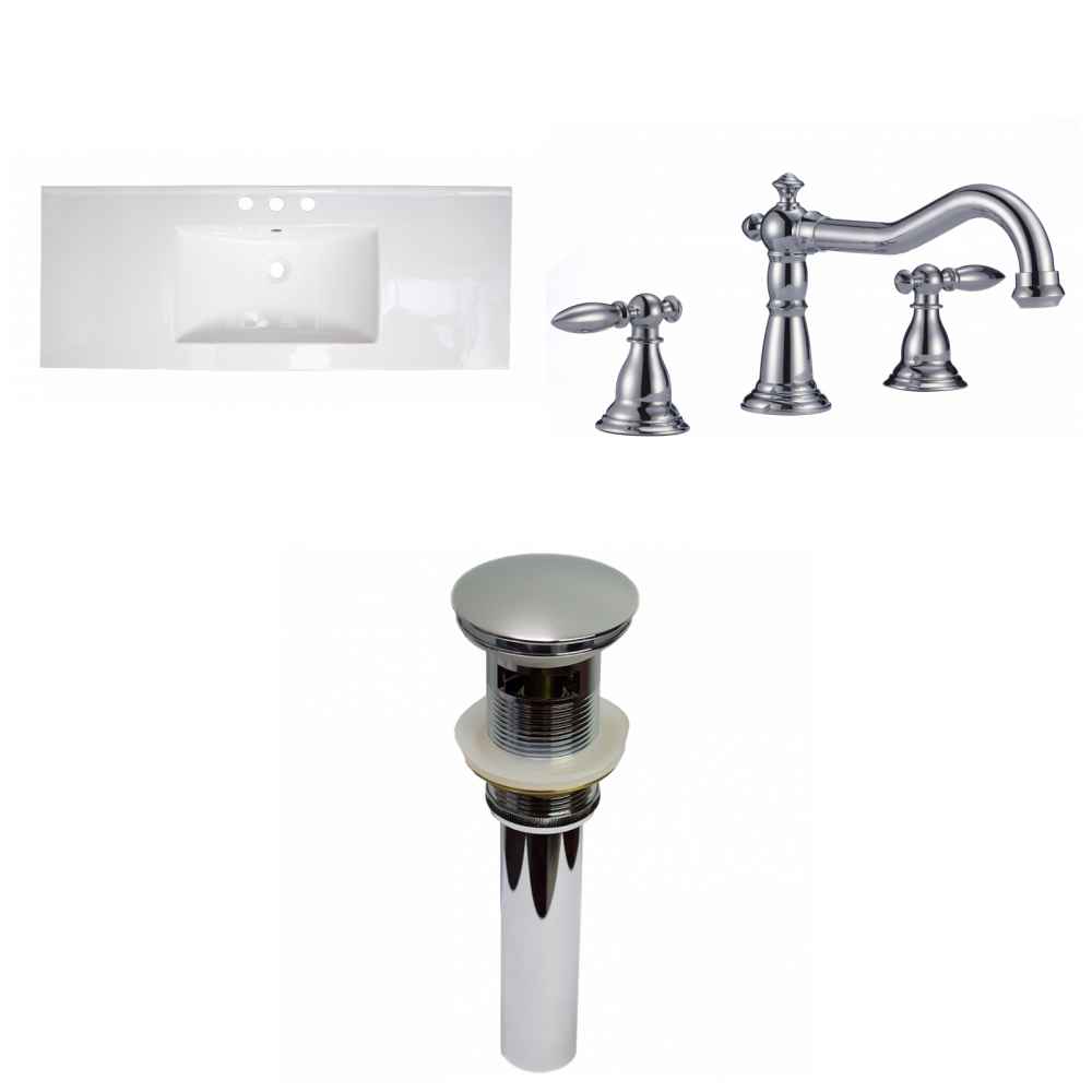 39.75-in. W 3H8-in. Ceramic Top Set In White Color - Overflow Drain Incl.