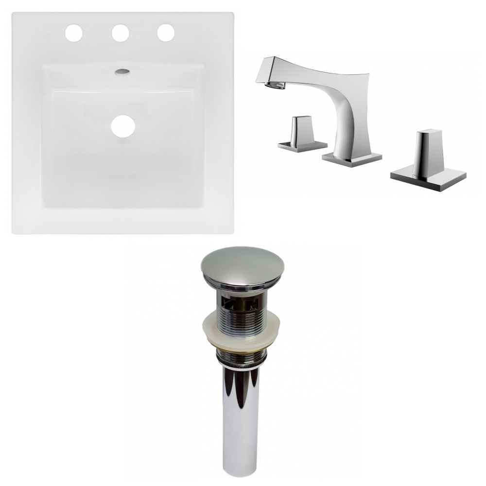 16.5-in. W 3H8-in. Ceramic Top Set In White Color - Overflow Drain Incl.