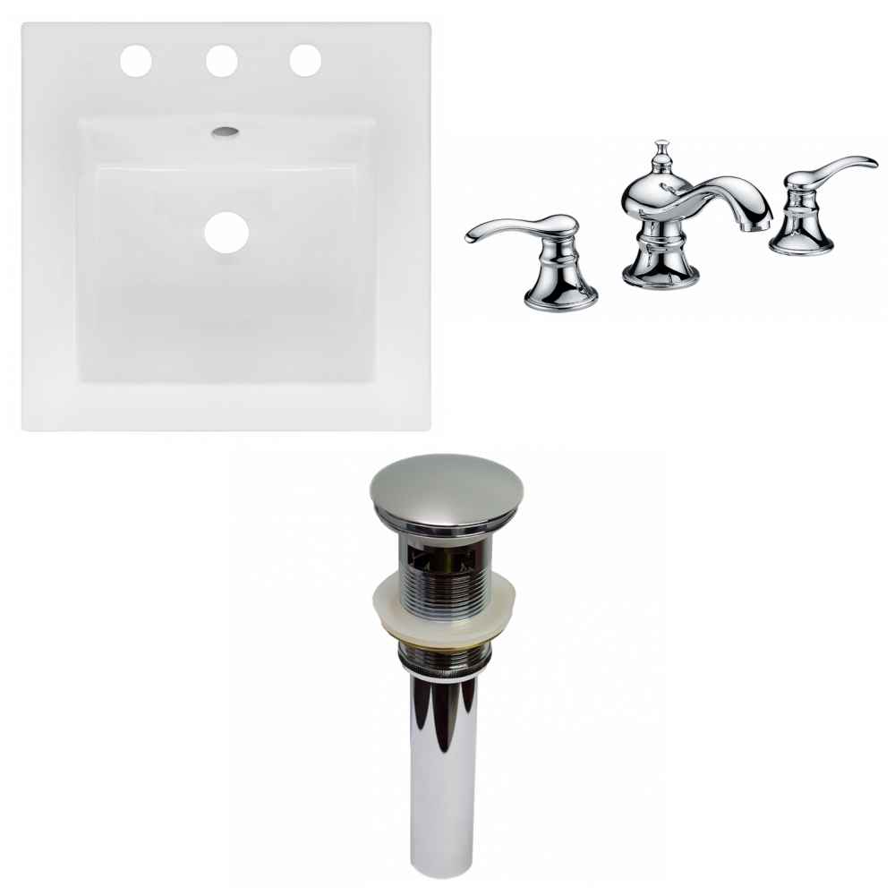 16.5-in. W 3H8-in. Ceramic Top Set In White Color - Overflow Drain Incl.