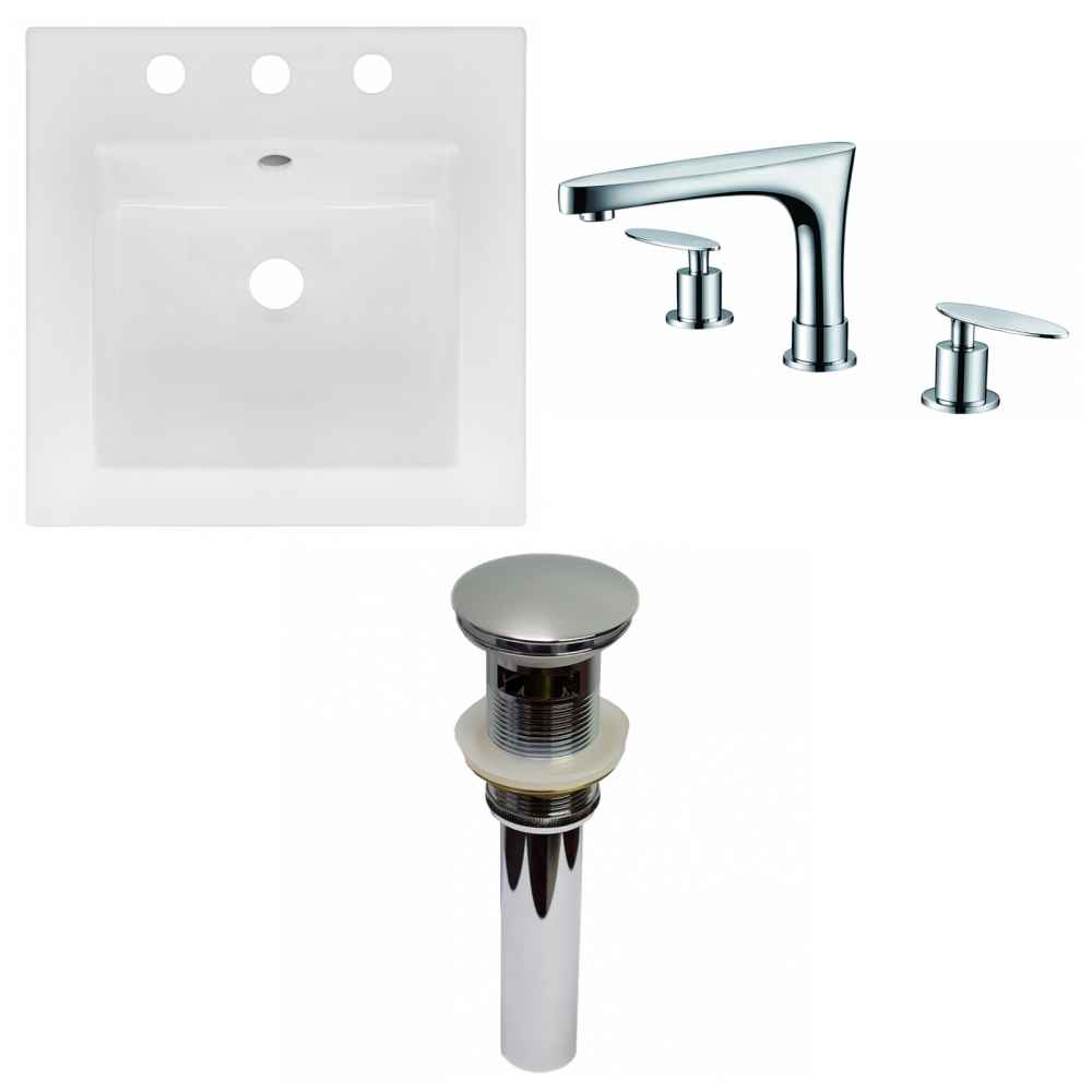 16.5-in. W 3H8-in. Ceramic Top Set In White Color - Overflow Drain Incl.
