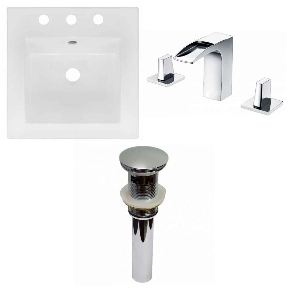 16.5-in. W 3H8-in. Ceramic Top Set In White Color - Overflow Drain Incl.