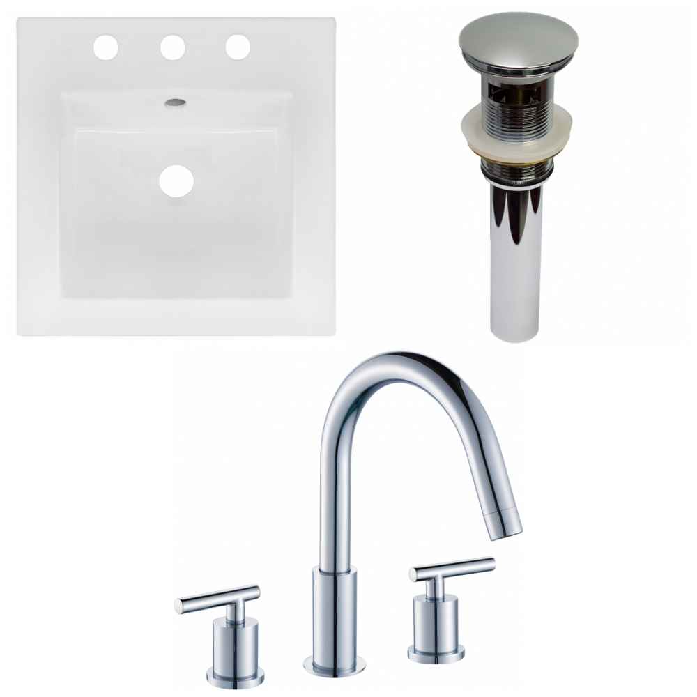 16.5-in. W 3H8-in. Ceramic Top Set In White Color - Overflow Drain Incl.