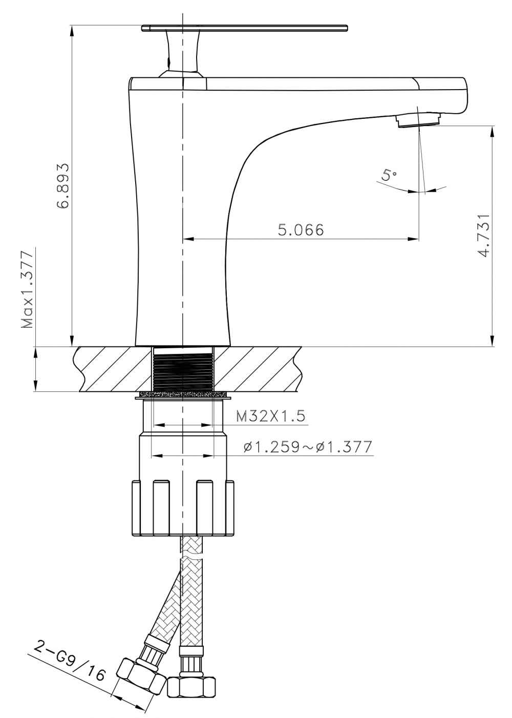 35.5-in. W 1 Hole Ceramic Top Set In White Color - Overflow Drain Incl.