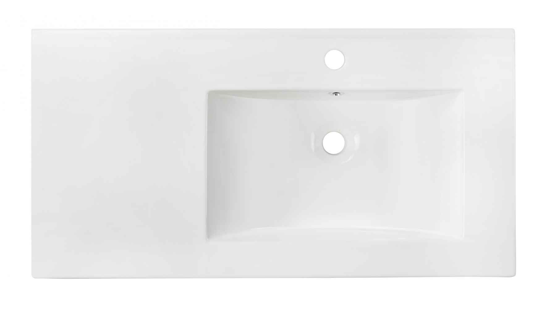 35.5-in. W 1 Hole Ceramic Top Set In White Color - Overflow Drain Incl.