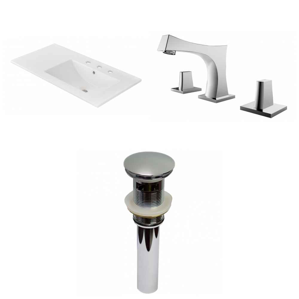 35.5-in. W 3H8-in. Ceramic Top Set In White Color - Overflow Drain Incl.