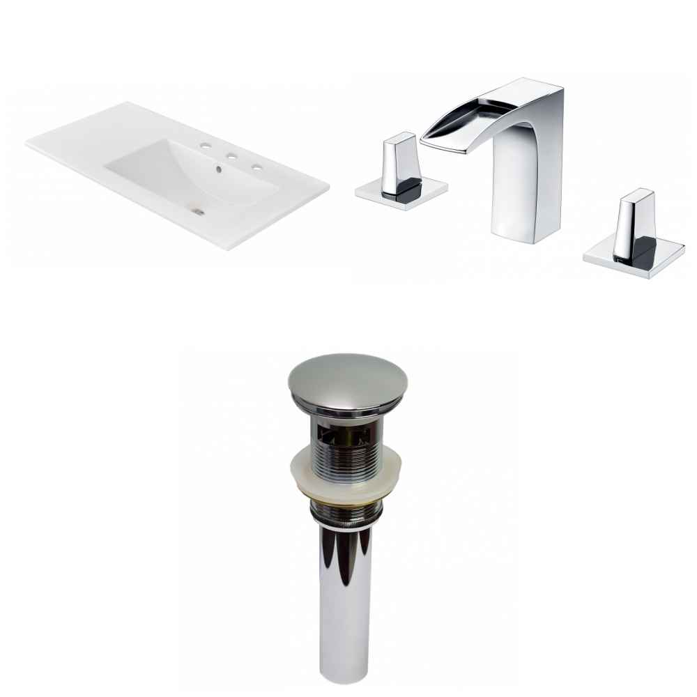 35.5-in. W 3H8-in. Ceramic Top Set In White Color - Overflow Drain Incl.