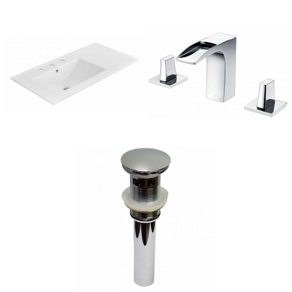 35.5-in. W 3H8-in. Ceramic Top Set In White Color - Overflow Drain Incl.