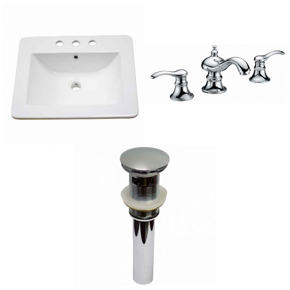 21-in. W 3H8-in. Ceramic Top Set In White Color - Overflow Drain Incl.