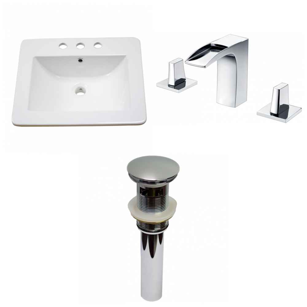 21-in. W 3H8-in. Ceramic Top Set In White Color - Overflow Drain Incl.