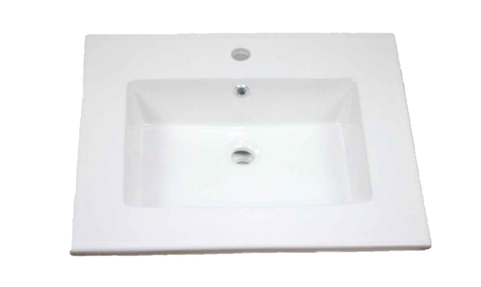 25-in. W 1 Hole Ceramic Top Set In White Color - Overflow Drain Incl.