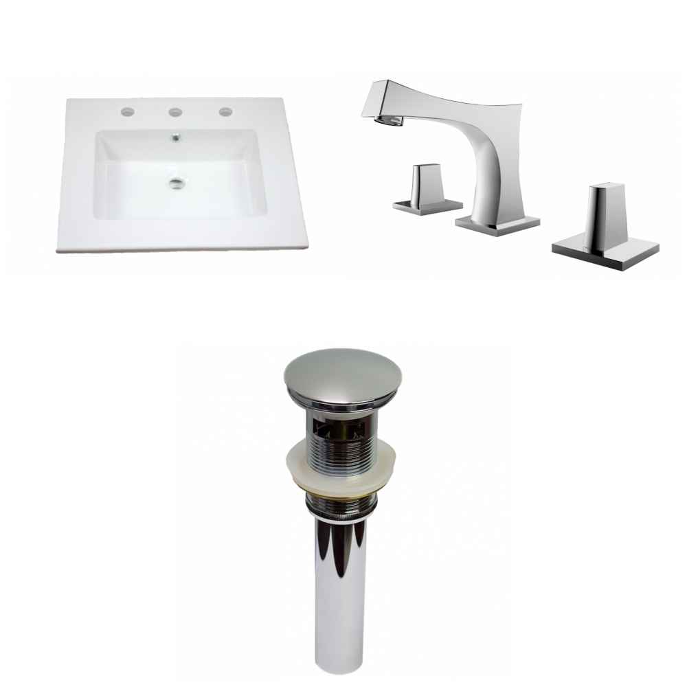 25-in. W 3H8-in. Ceramic Top Set In White Color - Overflow Drain Incl.